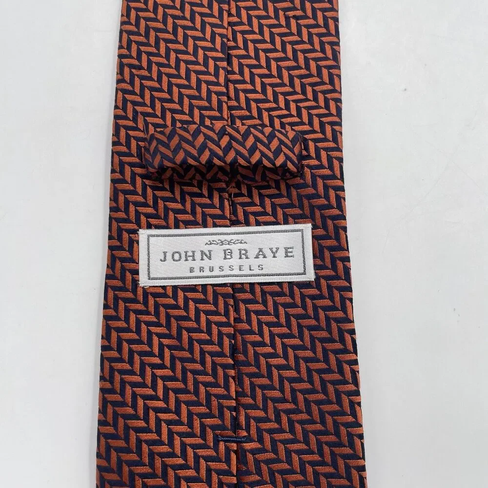 Vintage John Braye Mens 100% Silk Tie Geometric Handmade France 3.5” x 58”